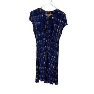 TORY BURCH EUC Clementine Printed Dress A-Line Blue White Plaid Size Small